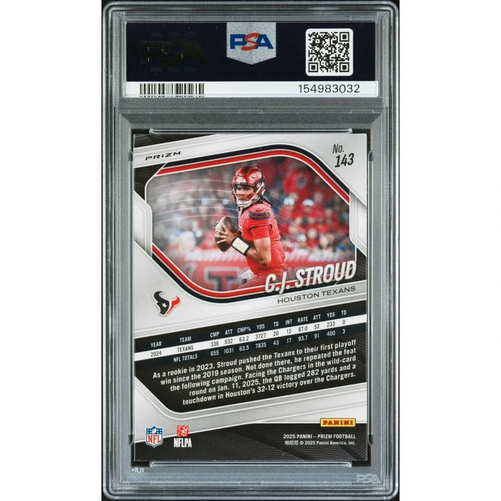2025 Panini Prizm C.J. Stroud White Disco #143 PSA 10 Gem Mint Houston Texans